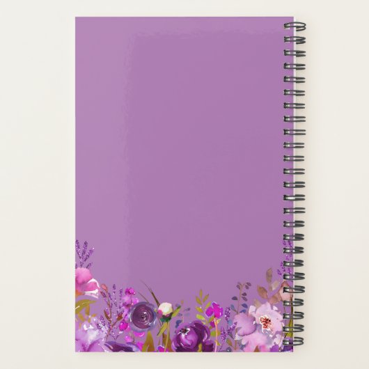 Paarse Waterverf Floral Wedding Planner (Achterkant)