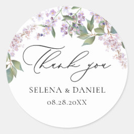 Paarse Waterverf Floral Wedding Ronde Sticker