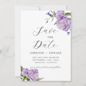 Paarse Waterverf Floral Wedding Save The Date (Voorkant)