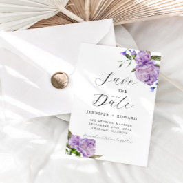 Paarse Waterverf Floral Wedding Save The Date