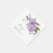 Paarse Waterverf Floral Wedding Servet (Hoek)