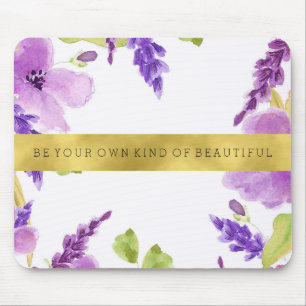 Paarse Waterverf Floral Wees mooi Muismat