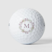 Paarse Waterverf Floral Wreatmonogram Golfballen (Voorkant)