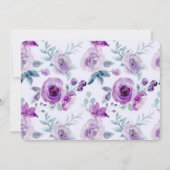 Paarse Waterverf Floral Wreator Rehearsal Dinner Kaart (Achterkant)