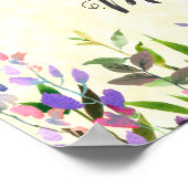 Paarse Waterverf Floral Yellow 50th Birthday Poster (Hoek)