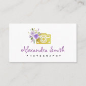 paarse waterverf florale logo fotograaf visitekaartje (Voorkant)