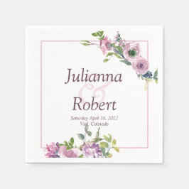 Paarse waterverf florale luiers servet