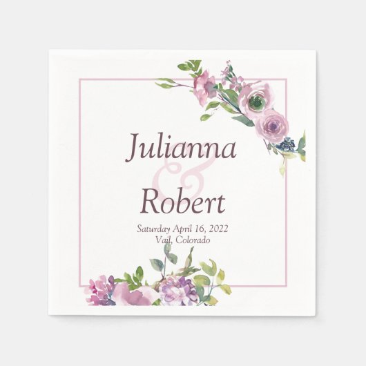 Paarse waterverf florale luiers servet (Voorkant)