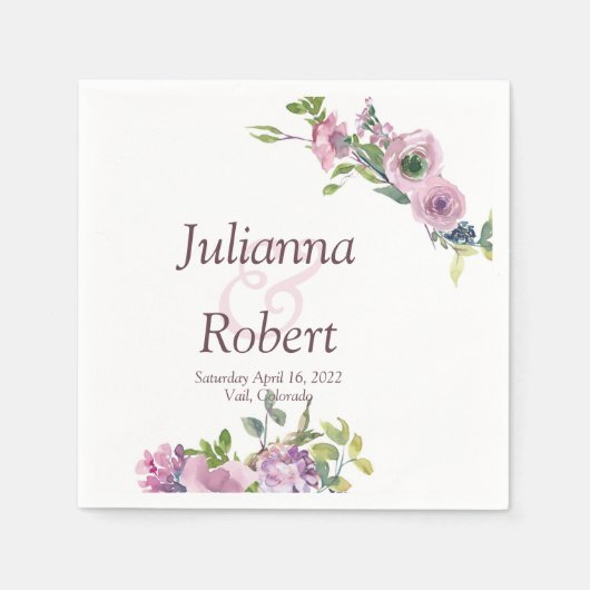 Paarse waterverf florale luiers servet (Voorkant)