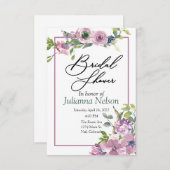 Paarse waterverf florale uitnodiging (Voorkant / Achterkant)