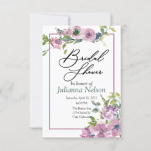 Paarse waterverf florale uitnodiging