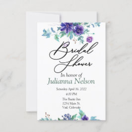 Paarse waterverf florale uitnodiging