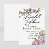 Paarse waterverf florale uitnodiging (Voorkant / Achterkant)