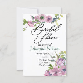 Paarse waterverf florale uitnodiging