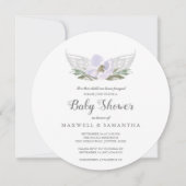 Paarse Waterverf Florals Angel Wings Baby shower Kaart (Voorkant)