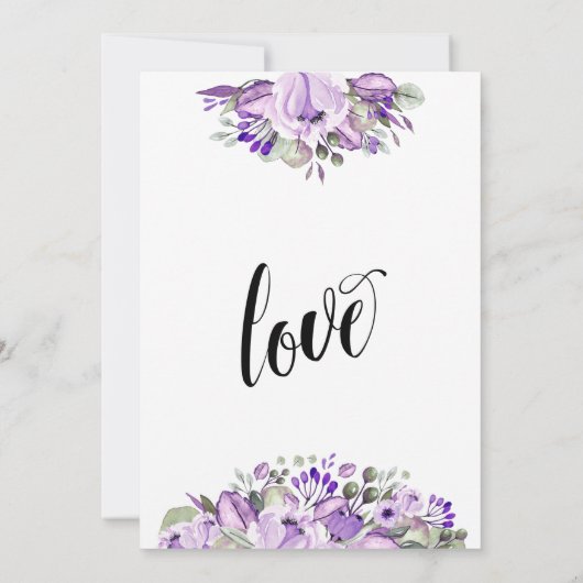 Paarse Waterverf Florals Brunch en Bubble Kaart (Achterkant)