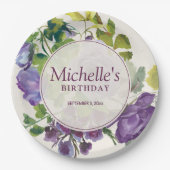 Paarse Waterverf Florenz Geboortedatum Papieren Bordje (Voorkant)