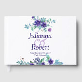 Paarse waterverf florerende bruiloft gastboek gastenboek (Voorkant)