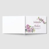 Paarse waterverf florerende bruiloft gastboek gastenboek (Volledig)