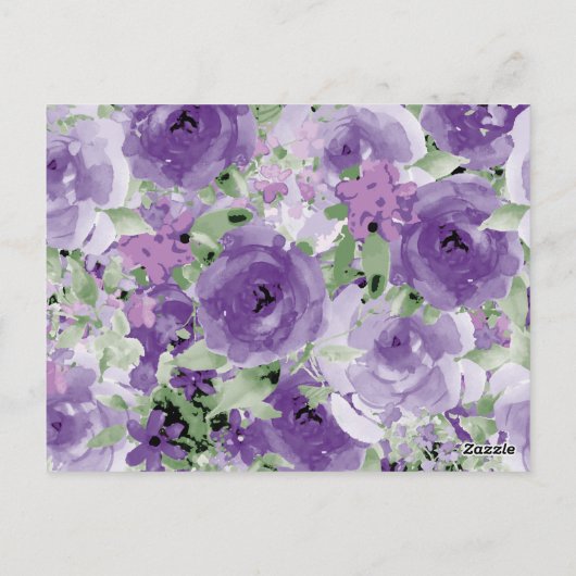 Paarse, Waterverf, Flower Dank u kaarten (Achterkant)