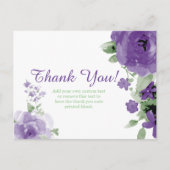 Paarse, Waterverf, Flower Dank u kaarten (Voorkant)