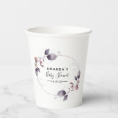 Paarse Waterverf Flowers Baby shower Papieren kopj Papieren Bekers (Voorkant)