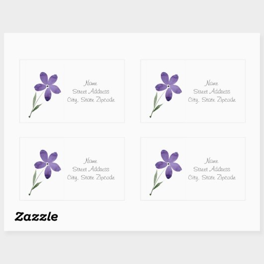 Paarse Waterverf Flowers Labels (Vel)