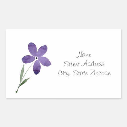 Paarse Waterverf Flowers Labels (Voorkant)