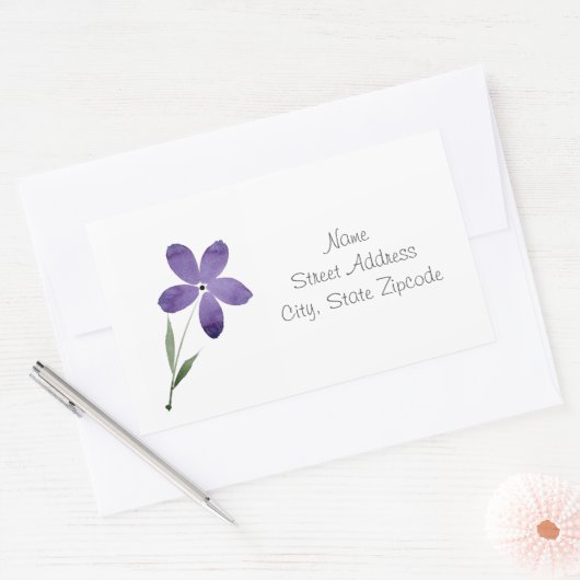 Paarse Waterverf Flowers Labels (Envelop)
