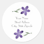 Paarse Waterverf Flowers Labels (Voorkant)
