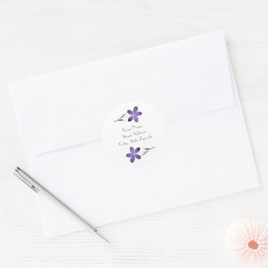 Paarse Waterverf Flowers Labels (Envelop)