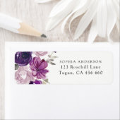 Paarse Waterverf Flowers Return Address Label (Insitu)
