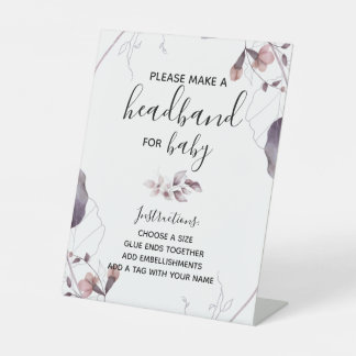 Paarse Waterverf Flowers Sign - Headband Station Reclamebord Met Voetstuk