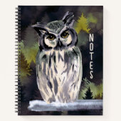 Paarse Waterverf Forest Owl Persoonlijk Dagboek Notitieboek (Voorkant)