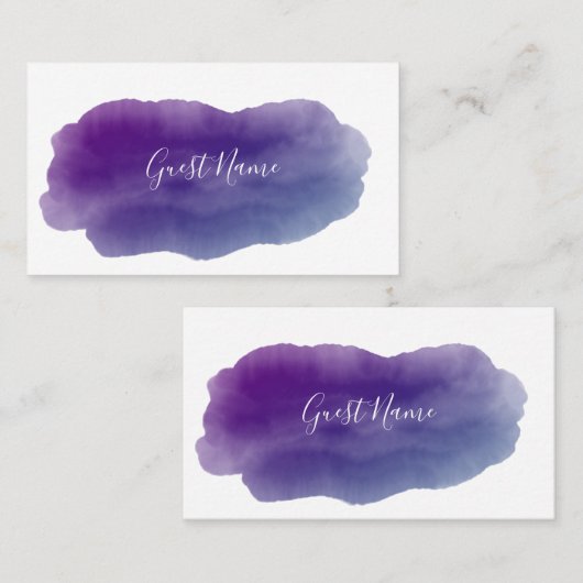 Paarse waterverf gast eetnaam plaatskaart plaatskaartje (Voorkant / Achterkant)
