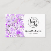 Paarse waterverf-gebeurtenisplanner-logo visitekaartje (Voorkant)