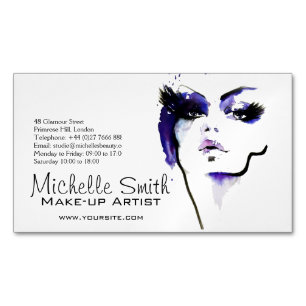 Paarse waterverf gezicht make-up artiest branding magnetisch visitekaartje