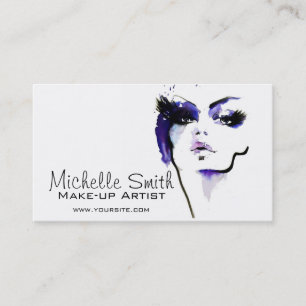 Paarse waterverf gezicht make-up artiest branding visitekaartje