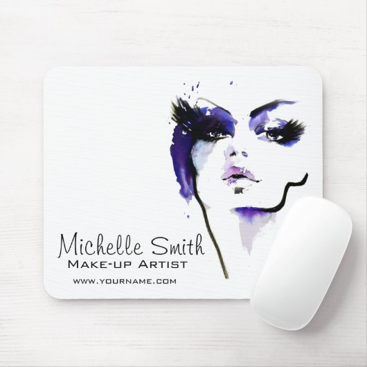 Paarse waterverf gezicht make-up artiest brandmerk muismat (Met muis)