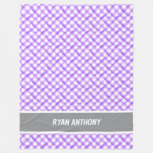 Paarse Waterverf Gingham Plaid Geruite naam Fleece Deken