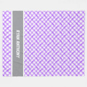 Paarse Waterverf Gingham Plaid Geruite naam Fleece Deken (Voorkant (Horizontaal))