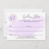 Paarse Waterverf & Gold Cadeaubonnen Kaart (Achterkant)