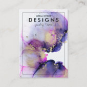 Paarse Waterverf Gold Earring Display Kaart Visitekaartje (Voorkant)