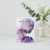 Paarse Waterverf Gold Earring Display Kaart Visitekaartje (Staand voorkant)