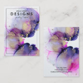 Paarse Waterverf Gold Earring Display Kaart Visitekaartje (Voorkant / Achterkant)