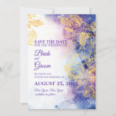 Paarse Waterverf & Gold Flower Sla de datumkaart o Kaart (Voorkant)