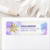 Paarse Waterverf Gold Girly Glam Birthday Adres Etiket (Insitu)