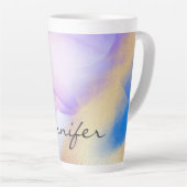 Paarse Waterverf Gold Luxury Persoonlijke naam Latte Mok (Rechterhoek)