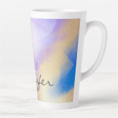 Paarse Waterverf Gold Luxury Persoonlijke naam Latte Mok (Rechts)