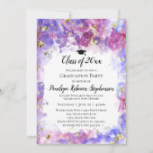 Paarse Waterverf Gold Splatter Graduter Party Kaart (Voorkant)